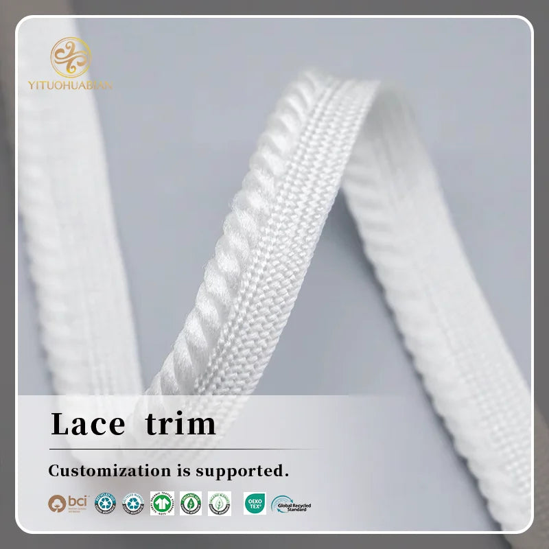 Top Quality White Flange Binding Bias Tape Piping Trim Common Use Elastic Lip Cord for Garment Upholstery