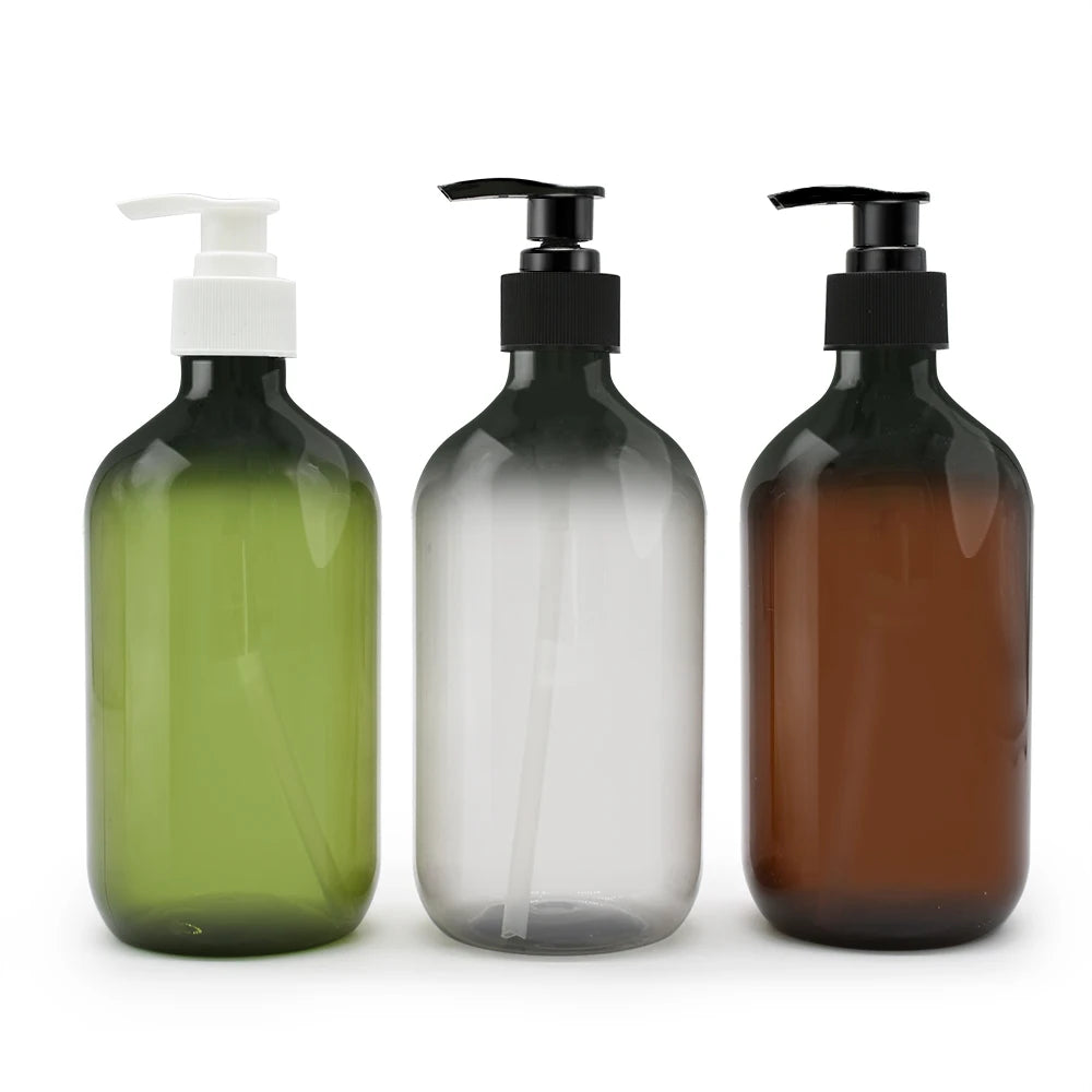 Popular 300ml 500ml Gray Green Amber Hotel Shampoo Bottles with Screen Printing and Pump Sprayer for Lotion