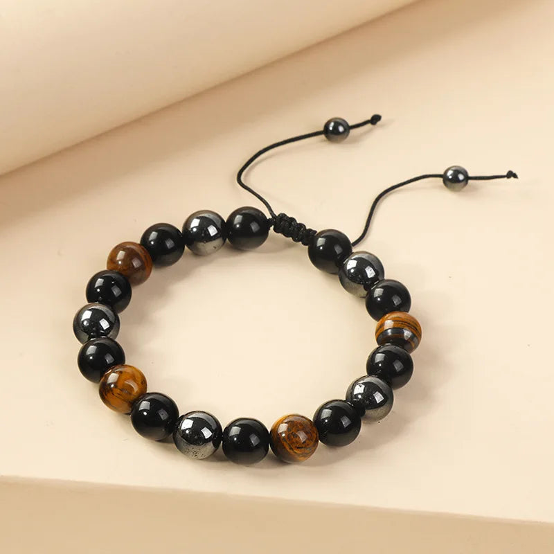 6mm 8mm 10mm Stone Tiger Eye Bracelets Healing Lava Stress Relief Energy Bracelets for Men Women