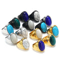 DAIHE Europe and America Luxury Natural Stone Stainless Steel Ring 18k Gold-Plated Men's Rings Non Tarnish