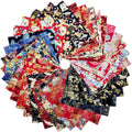5 Pieces 20X25cm Japanese Style Fabrics Fat Quarters Quilting Bundles Beautiful Bronzing Floral Gold Patterns for Hand Sewing
