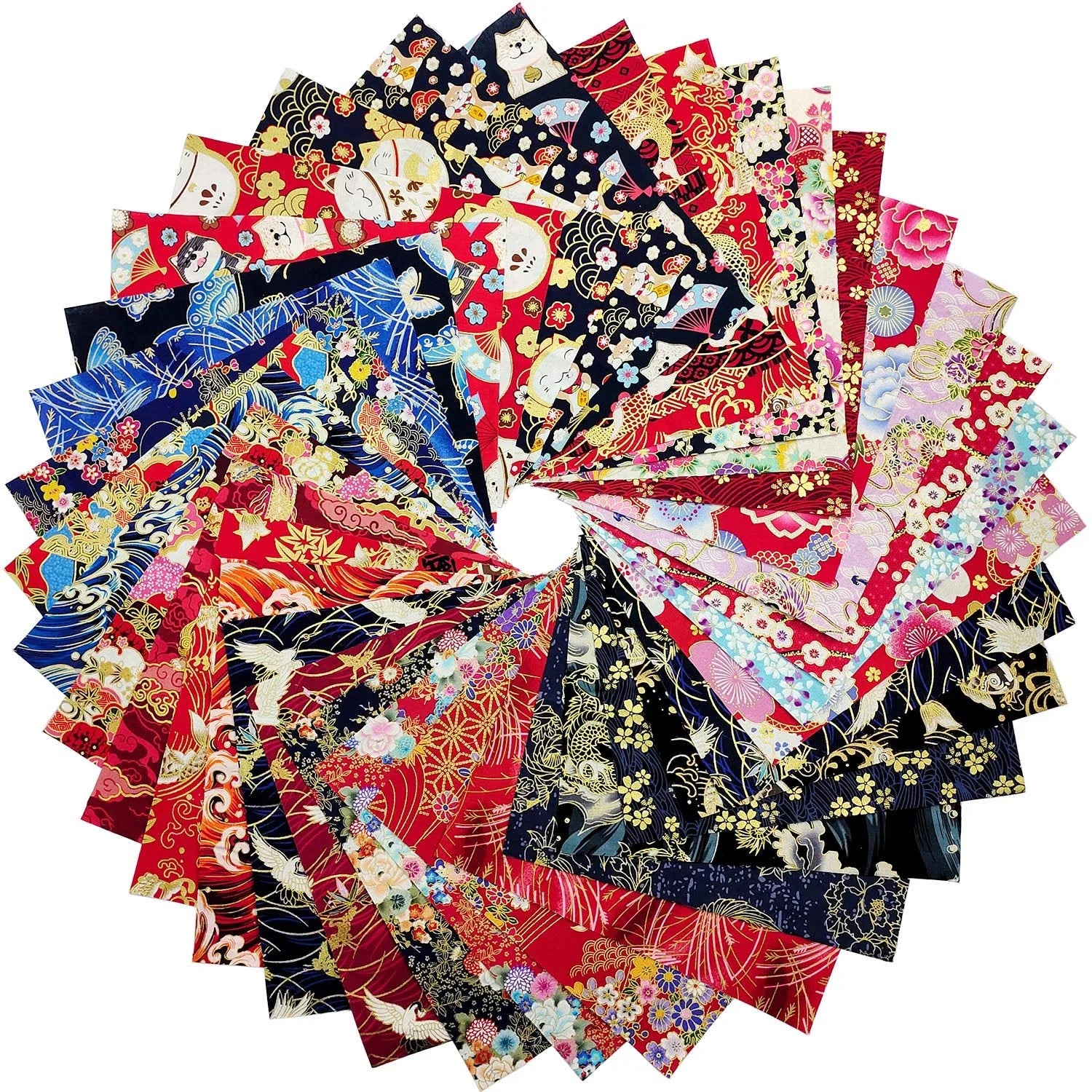 5 Pieces 20X25cm Japanese Style Fabrics Fat Quarters Quilting Bundles Beautiful Bronzing Floral Gold Patterns for Hand Sewing