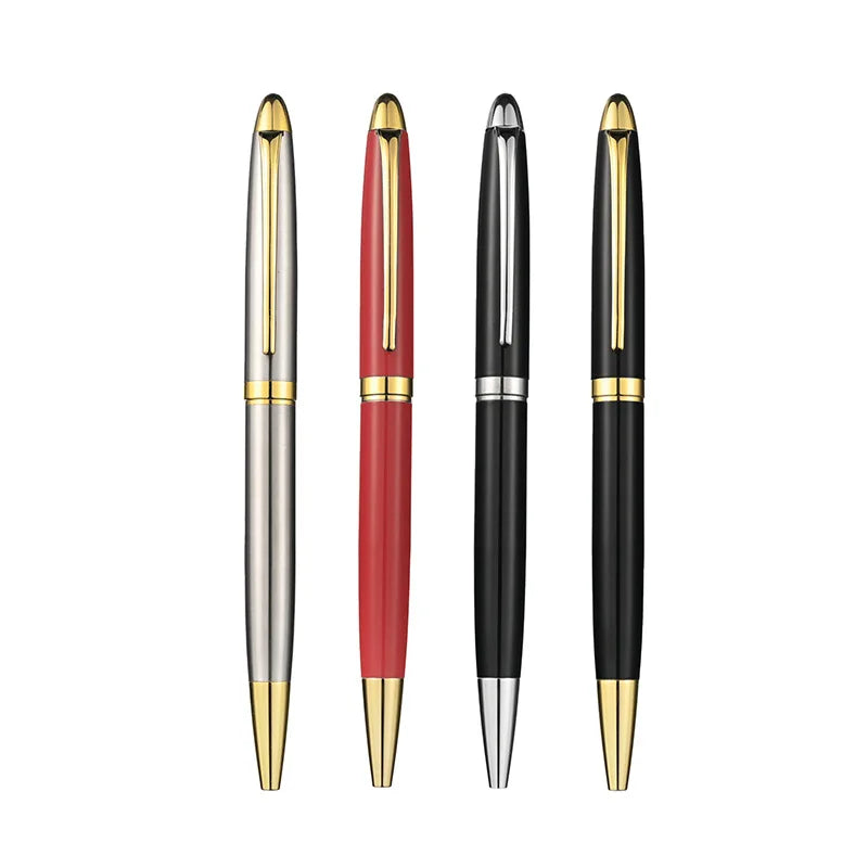 Customizable Logo Slim Signature Executive Metal Twist Matte Black Ballpoint Pen 1.0mm Writing Width Simple Design