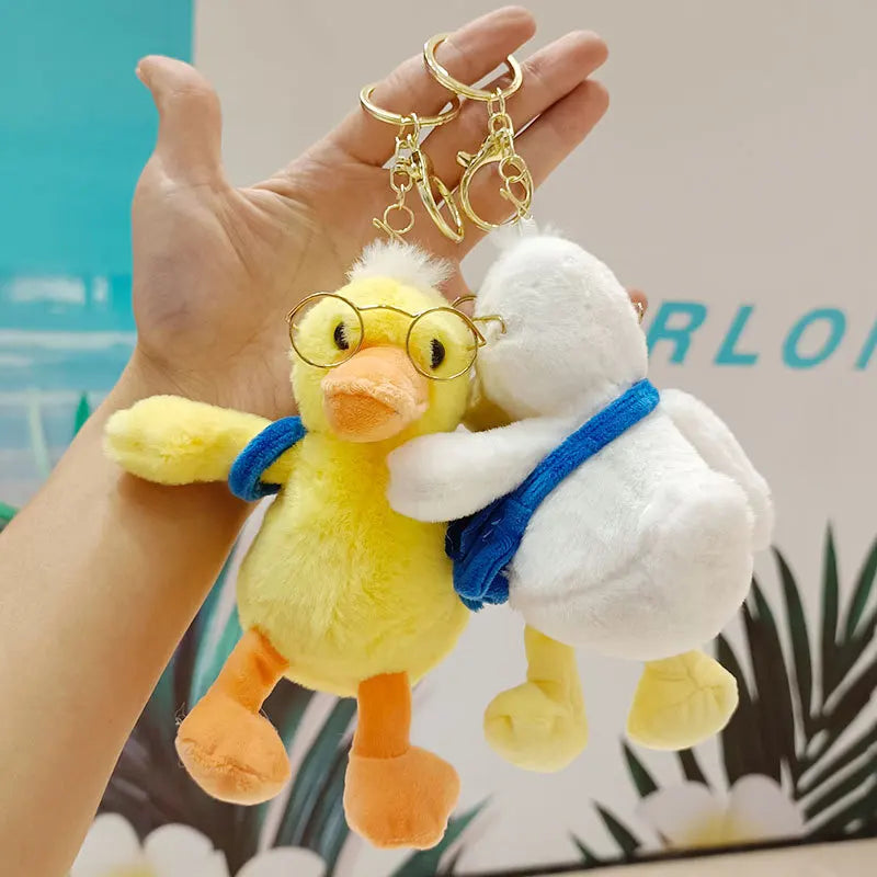 Promotion Cute Duck Plushie Doll Keychain with Glasses Backpack Stuffed Animal Toys Plush Duck Doll Toy Duck Plush Keychains Toy