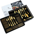 Wholesale Stainless Steel Gold Flatware Wedding Western 72pcs Cutlery Set With Gift Box