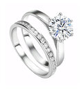 Moissanite Ring with 14K or 18K Gold Moissanite Main Stone