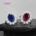 Cadermay 10K 14k 18K Shining Red and Blue Gem Egg-Shaped Cutter Using Incubation Lab Grown Stones