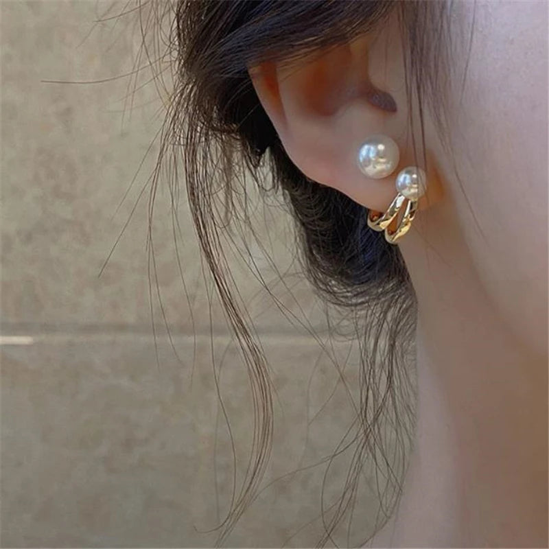 Pendiente S925 Silver Needle Pearl Earrings Personality Design Earrings Retro Temperament Versatile Stud Earrings for Women