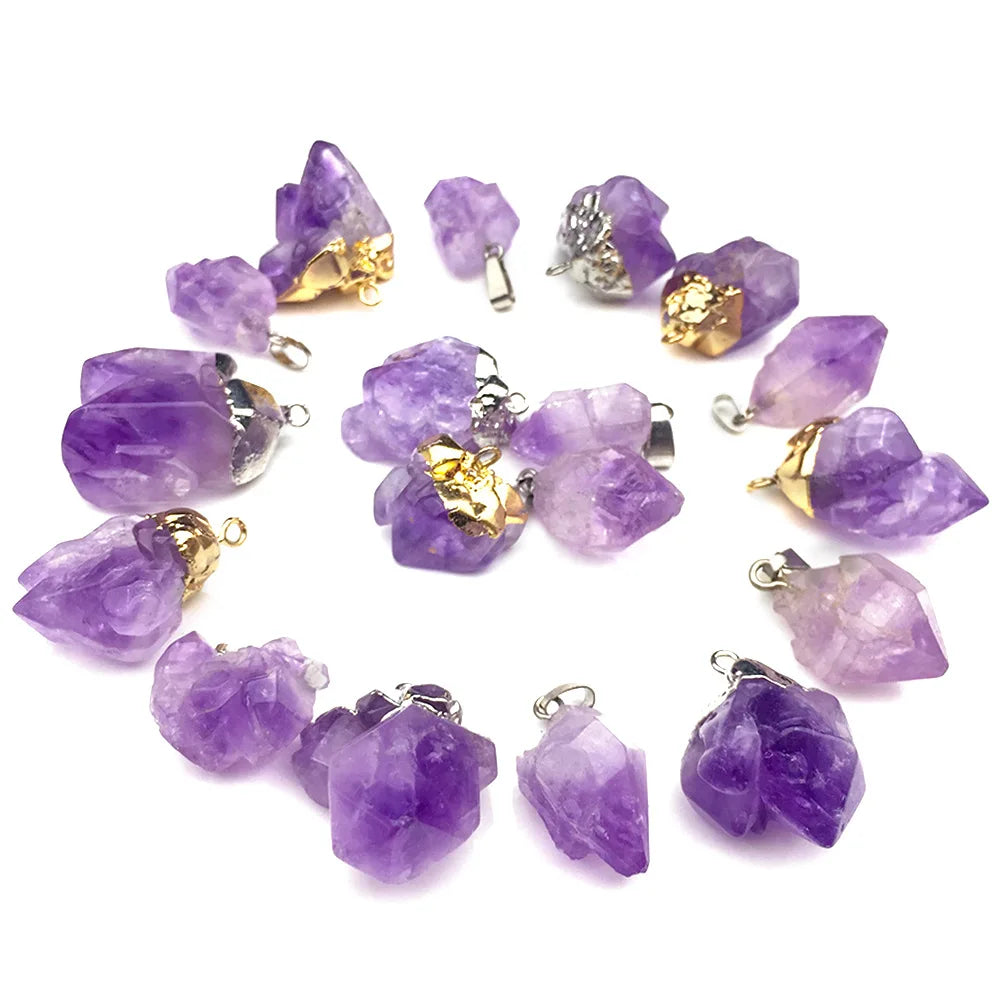 Amethysts Designer Charms for Jewelry Making DIY Bracelet Necklace Pendant Charm Irregular Stone Crystals Quartz Natural Jewelry