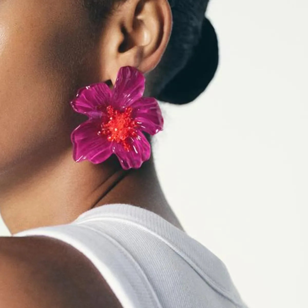 Fashion Jewelry Statement Style Colorful Flower Clear Acrylic Earring Flower Stud Plastic Resin Earring