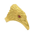 316l Anillo De Acero Inoxidable Bird Head Ring Stainless Steel Eagle Head Ring Red Garnet Stone Gold Biker Ring
