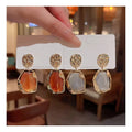 DAIHE Fashion S925 Silver Needle Retro Irregular Geometric Resin Earrings Water Drop Pendant Earring for Women
