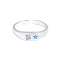 925 Silver Bohemian Blue Zirconium Star Opening Adjusting Unisex Trendy Jewelry for Wedding Engagement Party or Gift