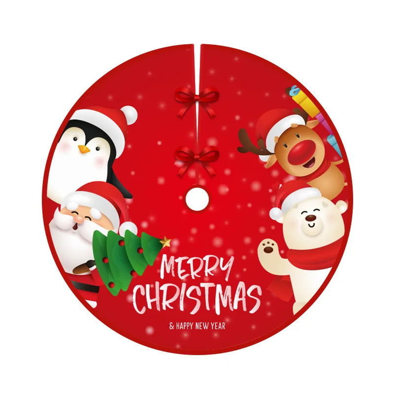 Christmas Tree Skirt with Knitted Snow Deer Elegant Apron Style Christmas Decorations Packaged in a Box