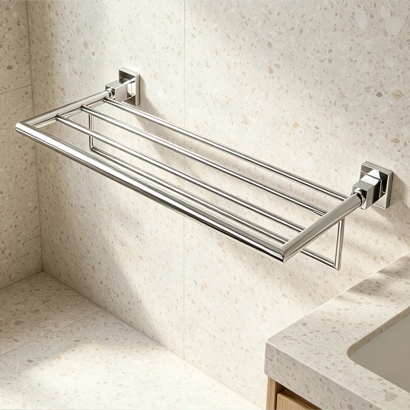Wall Mounted Double Towel Rack Zinc-Alloy Modern Design Hotel Bathroom Storage Accessories Set