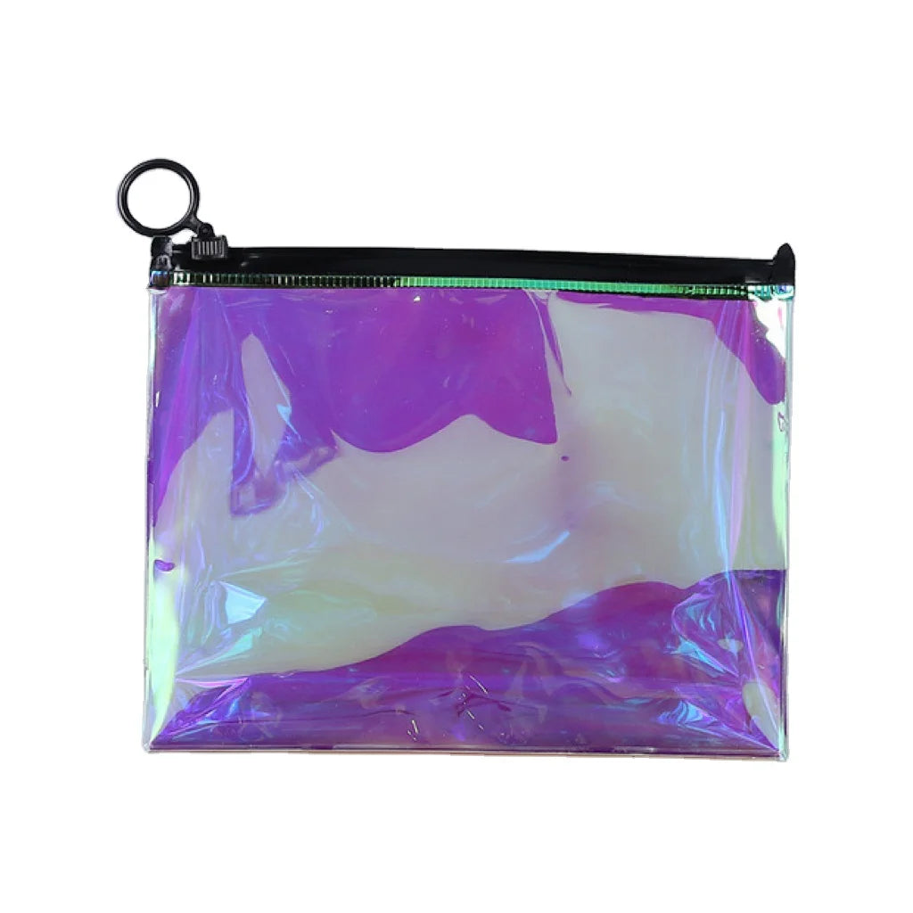 Hot Sale Cheaper clear pink Sewing Zipper Pvc Bag for Package Mesh Pvc Bag