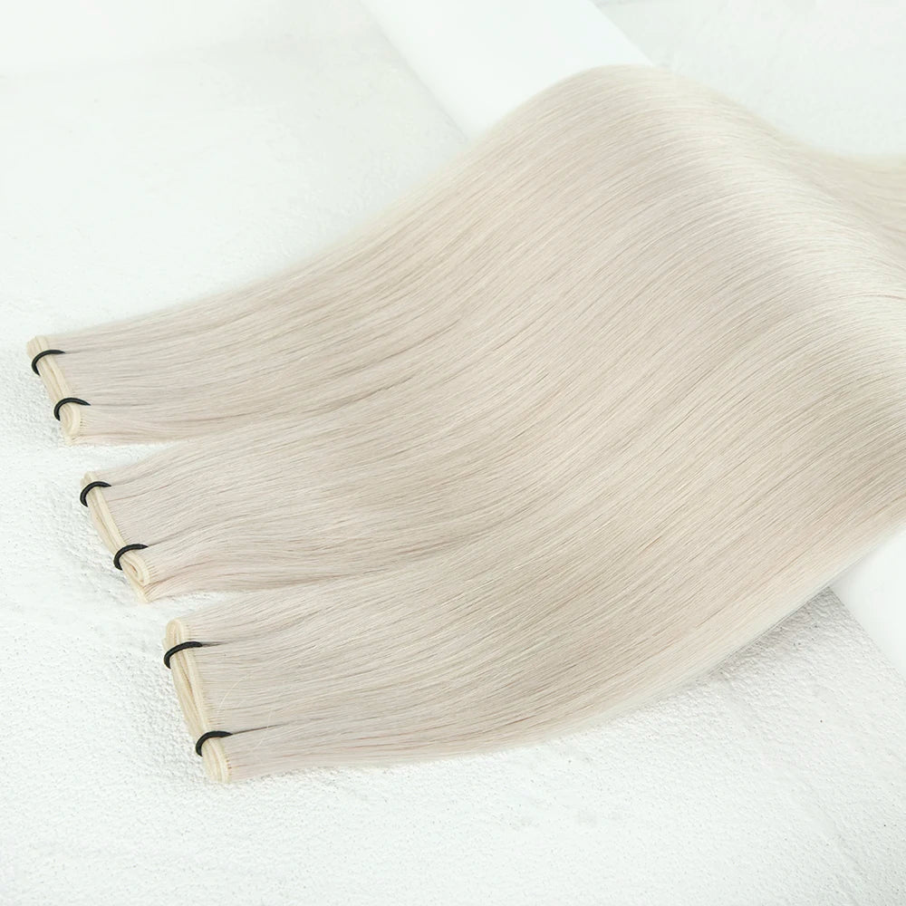 New Trend Hand Tied Cuticle Hair Weft Russian Hair Extensions 22inch Thinner Can Be Cut Genius Wefts #1006