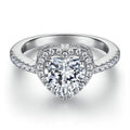 Heart Shaped Halo Ring 8*8mm Prong Setting White Gold Colour 925 Sterling Silver Engagement Wedding Ring