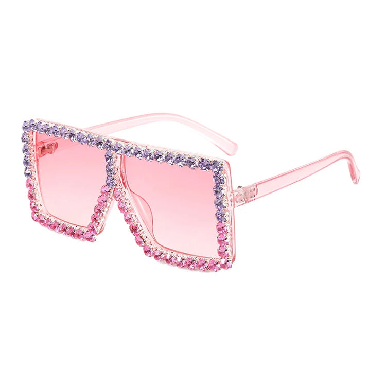 Doisyer 2021 Luxury Vintage Children's Sunglasses Oversized Toddler Sun Glasses Rhinestones UV400 Diamond for White Red Blue PC