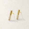 Nagosa Minimalist Jewelry 18k Gold Vermeil 925 Sterling Silver Pave Cubic Zirconia bar Stud Earrings