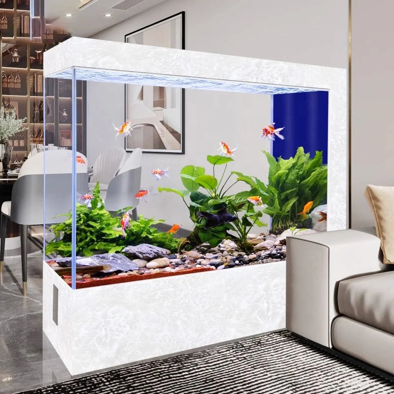 Factory Customized Transparent Large Glass Aquarium 675L White Screen Eco-Friendly Durable Rectangle Fish Tank for Living Room