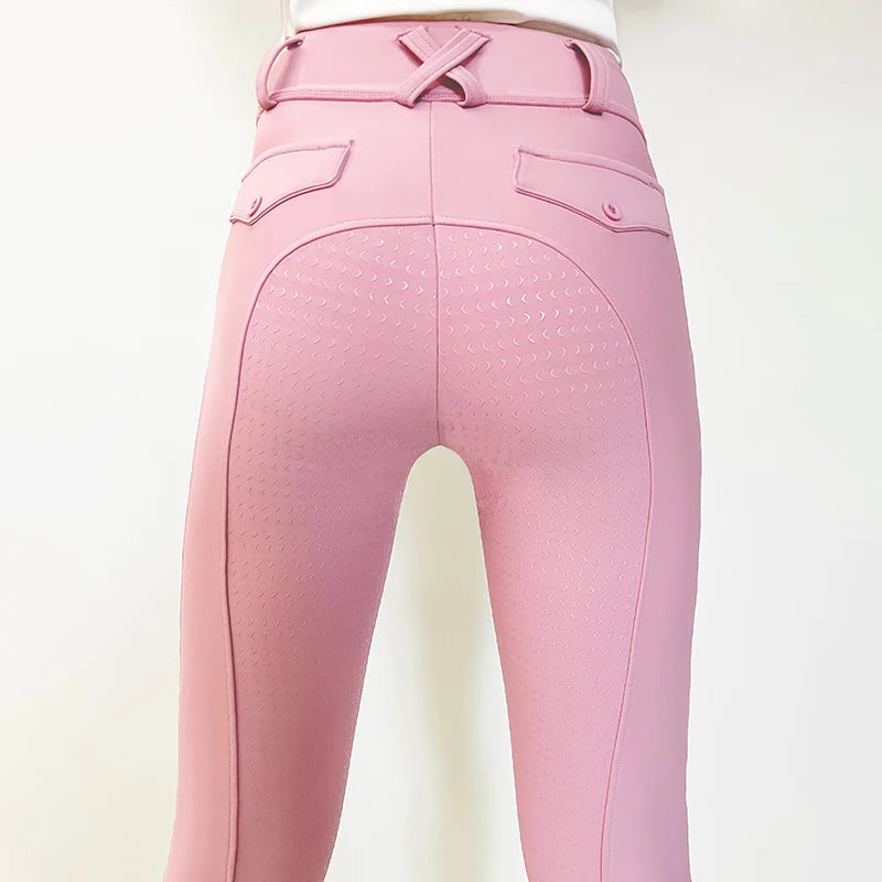 Popular Girls Side Pocket Equestrian Breeches Four Ways Stretch Horse Riding Leggings Trousers White S