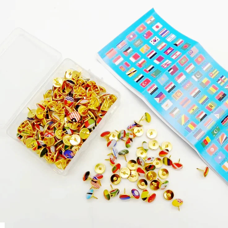 Multiple Countries Pattern 194 Piece Country Push Pins National Flag Thumb Tacks for Bulletin Board Map Office