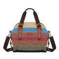 2023 New Wholesale Striped Fashion Splice Women'S Wash Canvas Bags Ladies Shoulder Tote Bag