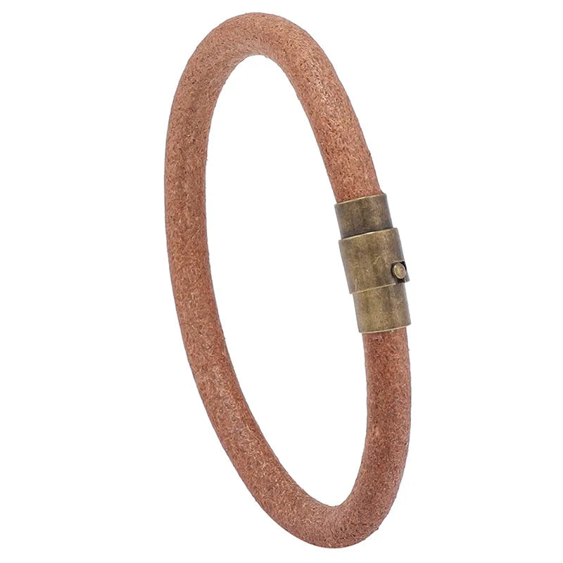 Simple Hip Hop Jewelry Magnetic Clasp Men Brown Leather Cord Bracelet