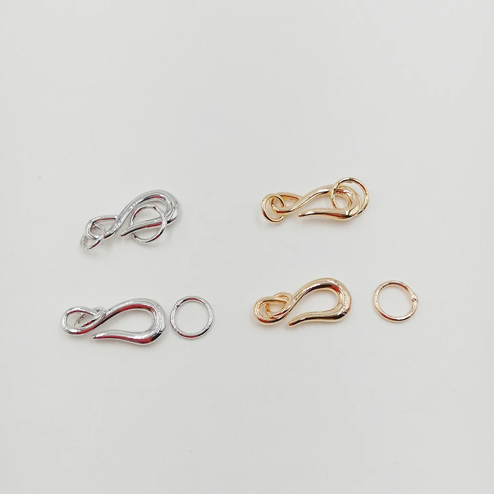 DIY GOOD Quality Brass With18k Gold Plating Pearl Clasp for Jewelry wholesale Metal Cord Ends Clasp necklace bracelet Clasp