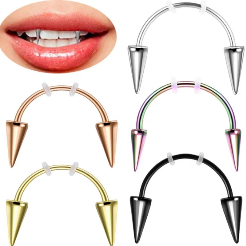 Gaby Pointed Teeth New Whole Stainless Steel Lip Ring Waterproof Vampires Stud Lip Ring Piercing Wholesale Piercing Jewelry