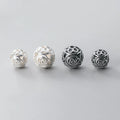 10mm 12mm Retro 925 Sterling Antique Silver Matte Hollow Flower Pattern Charm Beads for Jewelry Making Accessories