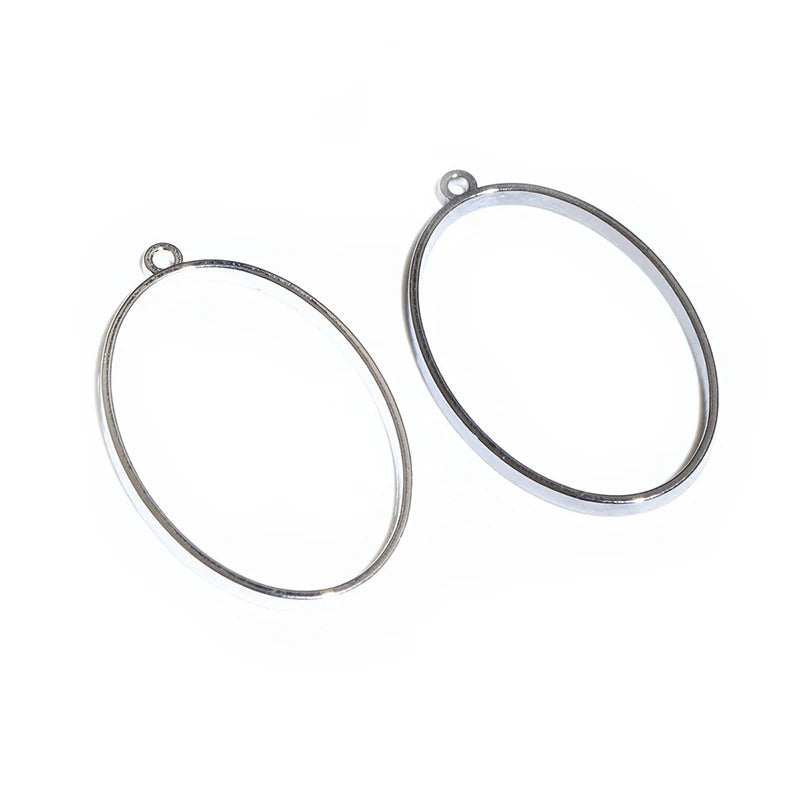 10pcs 37x23mm Oval Shape Border Mold Geometric Hollow Frame Bezel Epoxy Resin Pendant Tray for DIY Jewelry Making Accessories