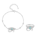 New Arrival Luxury 925 Sterling Silver Plated Eye of Horus Bracelet and Ring Set for Women