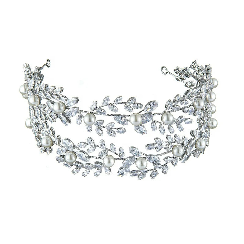 Mixed Styles Luxury Shiny Zircon Bridal Headpiece Women's CZ Stone Headband Hair Accessory for Engagement & Birthday Jewelry