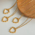 Waterproof Stainless Steel 18k Gold Plated Necklace Irregular Hollow Heart Pendant Necklace Women's Jewelry Wholesale Colliers