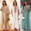 Women's XXL Modest Polyester Abaya Custom Embroidered Dress for Muslim Fashion Digital Rope Embroidery Design Autumn Minimum