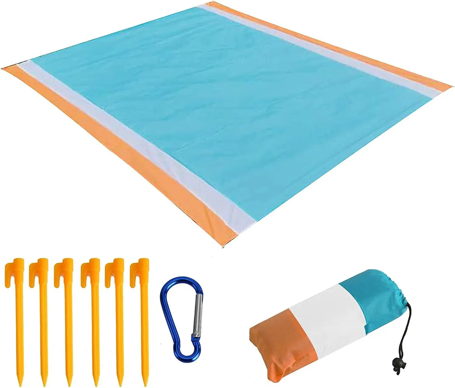 Woqi Waterproof Sand Free Beach Mat with Corner Pockets Portable Mesh Bag for Beach Party Picnic Travel and Outdoor Camping
