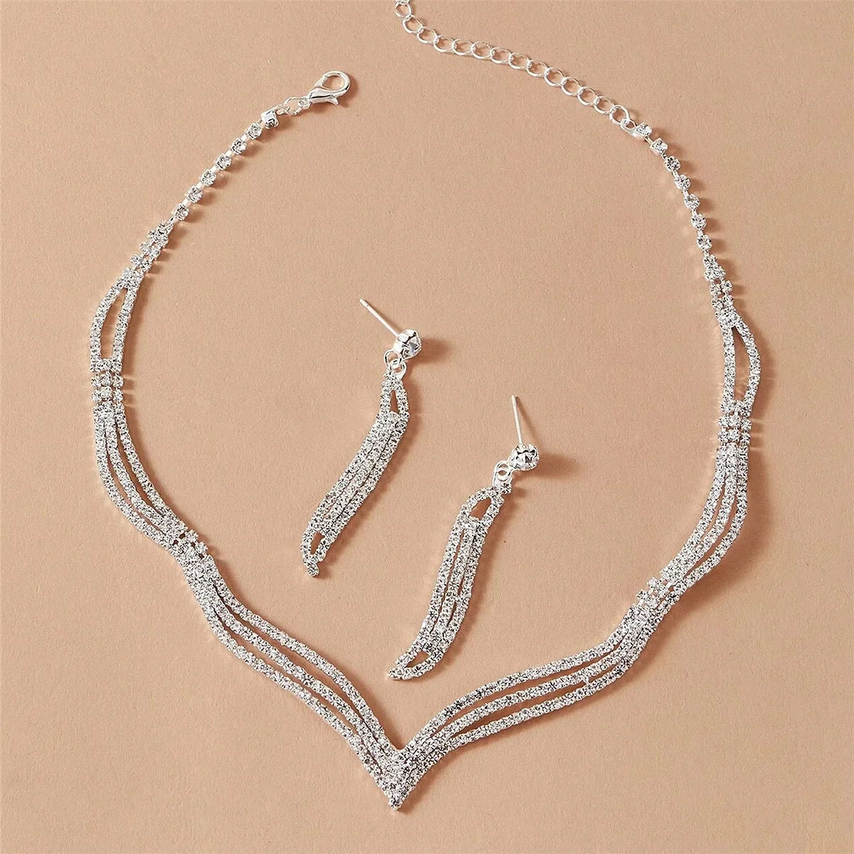 Bridal Accessories Luxury Wedding Dress Necklace Earring Set Dinner Party Decorative Lady Jewelry