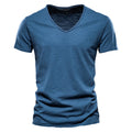 2025 High Quality 100 Cotton v Collar t Shirt Plain High Quality T-shirts Deep v Neck t Shirts for Men v Collar t Shirt