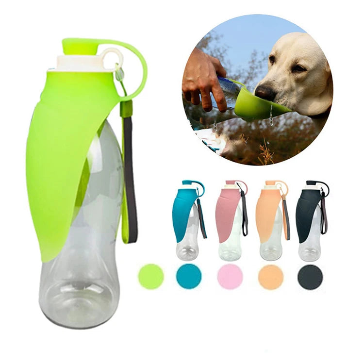 600ml Stainless Steel Portable Pet Dog Cat Outdoor Travel Water Bowl Bottle Feeder Drinking Fountain