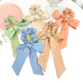 MIO Soft Satin Solid Color Bow Elastic Bowknot Rubber Band Girls Sweet Ponytail Holder Long Tail Women's Headband Hair Tie