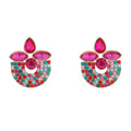 Personality Green Crystal Semicircle Stud Earrings Jewelry Color Rhinestone Geometric Earrings for Women