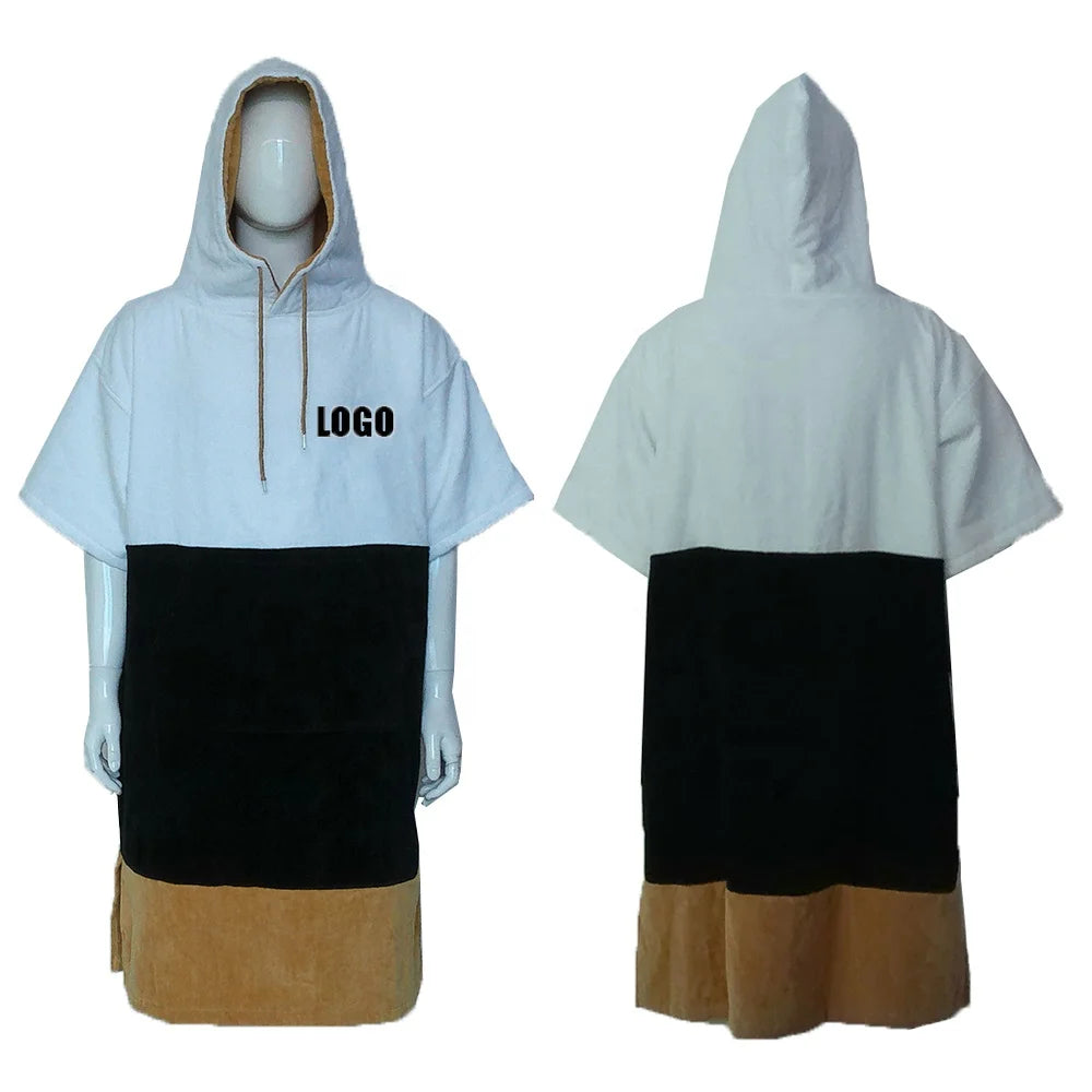 Wholesale Hooded Beach Surf Organic Poncho Towel Cotton Changing Dry Poncho Robe Adult