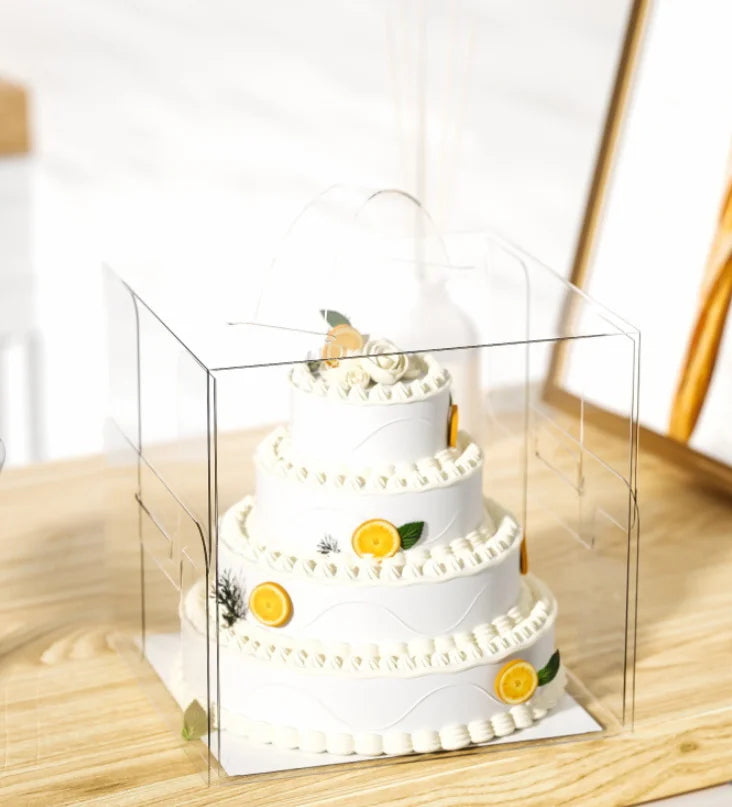 Transparent Gift Cake Box PET Clear Cake Box  Cake Baking Clear Plastic Cupcake Box for Wedding Party Birthday