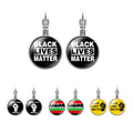 Factory Ladies Girls Statement I Can't Breathe Black Lives Matter Glass Cabochon Dangle Drop Earrings-Fashion Accessory