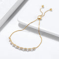 RINNTIN GPB21 Fashion CZ Jewelry Adjustable Bracelets Sterling Silver 14k Gold Plated Pearl Tennis Bracelet for Women