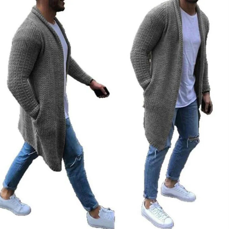 Spring Mens Sweaters Fashion Cardigan Warm Thick Solid Spacious Pocket Sweaters Knitted Cotton Casual Male Jackets