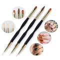 3PCS Multifunction Nail Art Liner Brush Detailer Painting Stripes Drawing Pen Double Head Gel Acrylic Nail Brushes for Nail Tool