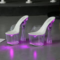 Hot Selling Pole Dance Ladies slippers and Sandals Night Club Summer Platform Shoes Flash Light High Heel Luxury slippers